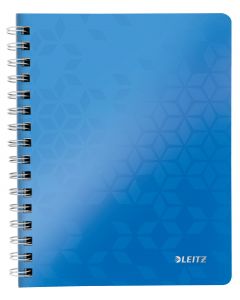 Caiet de birou LEITZ WOW, PP, A5, 80 coli, cu spira, matematica, albastru