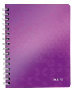 Caiet de birou LEITZ WOW, PP, A5, 80 coli, cu spira, matematica, mov