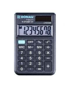Calculator de buzunar, 8 digits,  88 x 59 x 10 mm, capac din plastic, Donau Tech DT2081 - negru
