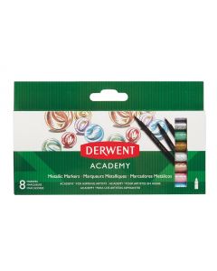 Carioci DERWENT Academy, varf ascutit, 8 buc/set, culori metalizate