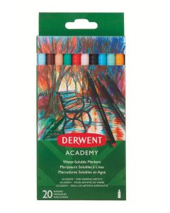 Carioci pe baza de apa DERWENT Academy, 20 buc/set, diverse culori