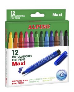 Carioca lavabila, 12 culori/cutie, ALPINO Maxi