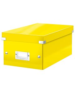 Cutie depozitare Leitz WOW Click & Store, carton laminat, pliabila, cu capac, 20x14x35 cm, galben