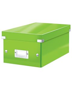 Cutie depozitare Leitz WOW Click & Store, carton laminat, pliabila, cu capac, 20x14x35 cm, verde