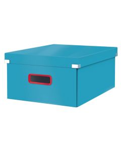 Cutie depozitare LEITZ Cosy Click & Store, carton laminat, pliabila, cu capac si maner, 36x20x48 cm, albastru celest