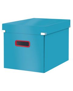 Cutie depozitare LEITZ Cosy Click & Store, carton laminat, pliabila, cu capac si maner, 32x31x36 cm, albastru celest