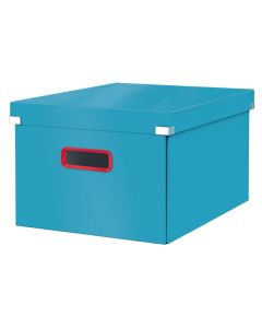 Cutie depozitare LEITZ Cosy Click & Store, carton laminat, pliabila, cu capac si maner, 28x20x37 cm, albastru celest