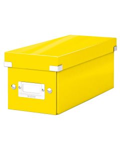 Cutie depozitare Leitz WOW Click & Store, carton laminat, pliabila, cu capac, 14x13x35 cm, galben