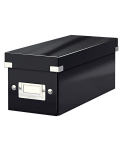 Cutie depozitare Leitz WOW Click & Store, carton laminat, pliabila, cu capac, 14x13x35 cm, negru