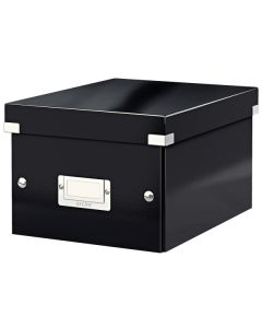 Cutie depozitare LEITZ WOW Click & Store, carton laminat, mica, negru