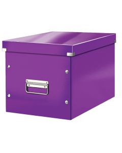 Cutie depozitare LEITZ WOW Click & Store, carton laminat, Cub, mare, mov