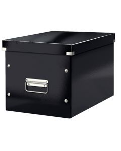 Cutie depozitare LEITZ WOW Click & Store, carton laminat, Cub, mare, negru