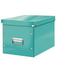 Cutie depozitare LEITZ WOW Click & Store, carton laminat, Cub, mare, turcoaz