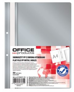 Dosar plastic PP cu sina, cu gauri, grosime 100/170microni, 50 buc/set, Office Products - gri