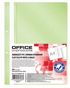Dosar plastic PP cu sina, cu gauri, grosime 100/170microni, 50 buc/set, Office Products - verde desc