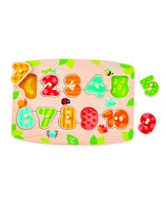 Puzzle din lemn cu butoni - Numere