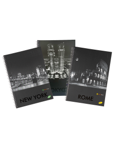 Caiet cu spirala, A4, 70 file, 70gsm, coperta carton 300gsm, design cities by night - matematica
