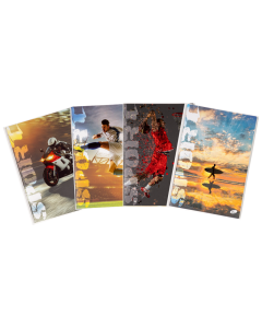 Caiet A4, 60 file, 80gsm, coperta carton 300gsm, design sports - dictando