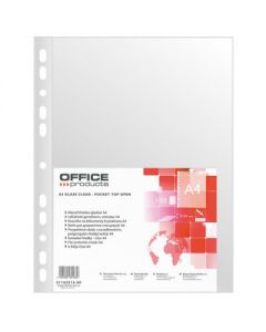 Folie protectie pentru documente A4, 40 microni, 100folii/set, Office Products - cristal