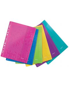 Folie de protectie LEITZ WOW, cu arici, PP, A4, 40 coli, 6 buc/set, diverse culori