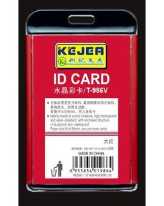 Buzunar PVC, pentru ID carduri,  85 x  54mm, orizontal, 5 buc/set, KEJEA - rosu