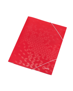 Mapa cu elastic LEITZ WOW, carton laminat, FSC, A4, 250 coli, rosu