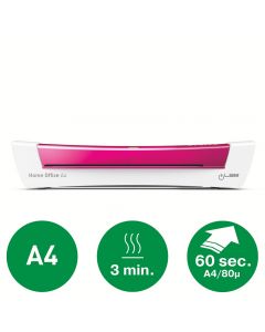 Laminator LEITZ iLAM Home Office, A4, kit folii laminare inclus, roz