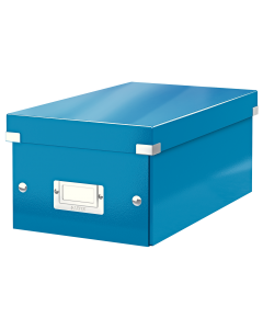Cutie depozitare Leitz WOW Click & Store, carton laminat, pliabila, cu capac, 20x14x35 cm, albastru
