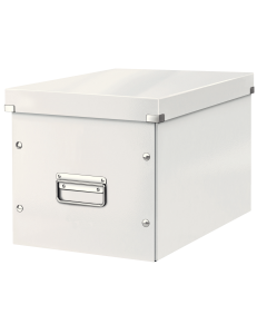 Cutie depozitare LEITZ WOW Click & Store, carton laminat, Cub, mare, alb