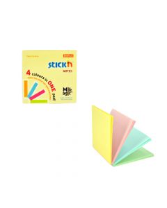 Magic notes autoadeziv 76 x  76 mm, 100 file, Stick"n Magic Notes - 4 culori pastel