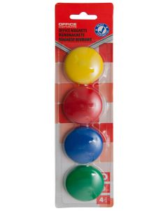 Magneti forma rotunda, diametru 40mm, 4 buc/blister, Office Products - culori asortate