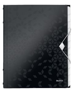 Mapa cu separatoare Leitz WOW, PP, A4, 12 separatoare, 200 coli, negru