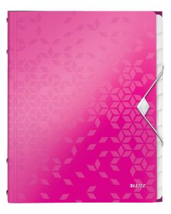 Mapa cu separatoare LEITZ WOW, PP, A4, 12 separatoare, 200 coli, roz