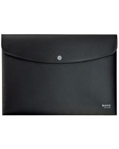 Mapa de protectie Leitz Recycle, cu capse, PP, partial reciclat, certificare Blue Angel, reciclabil, A4, 60 coli, negru