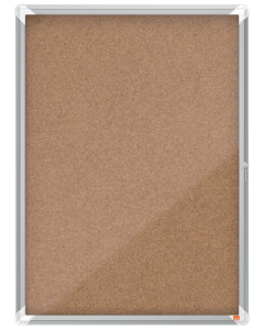 Avizier NOBO Premium Plus, interior, pluta, 9x A4, cu usa si cheie, natur