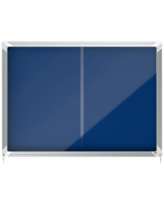 Avizier NOBO Premium Plus, interior, material textil, 8x A4, geam glisant si cheie, albastru