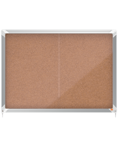 Avizier NOBO Premium Plus, interior, pluta, 8X A4, geam glisant si cheie, natur