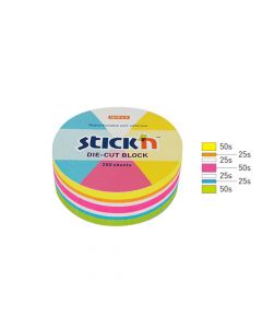 Notes autoadeziv Die-Cut - cerc, 67 x 67 mm, 250 file, Stick"n - 5 culori fluorescente