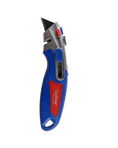 Cutter profesional Optima, lama trapezoidala + 4 rezerve SK2 tratate, 2 functiuni, zinc cu rubber gr
