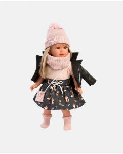 Papusa Carla cu fustita si geaca neagra, 40 cm - Llorens EK54040