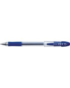 Pix cu gel PENAC FX-1, rubber grip, 0.7mm, con metalic, corp transparent - scriere albastra