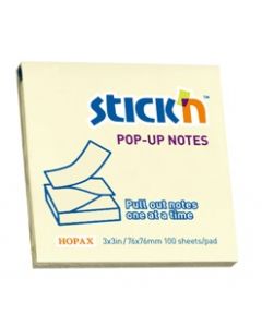 Notes autoadeziv 76 x  76 mm, 100 file, Stick"n Pop-up - galben pastel