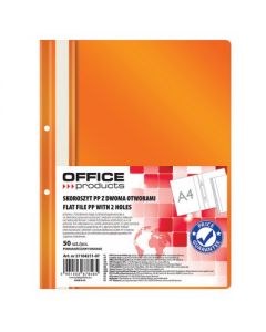 Dosar plastic PP cu sina, cu gauri, grosime 100/170microni, 50 buc/set, Office Products - orange