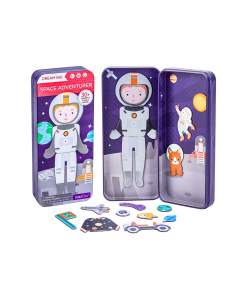 Puzzle magnetic in cutie metalica, joc de potrivire si asociere - Aventurierii Spatiului