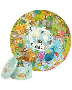 Puzzle rotund, 150 piese, Boppi - Animale din intreaga lume