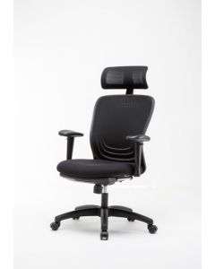 Scaun de birou, brate plastic, rotile, piele ecologica, cu tetiera, Office Products Zakynthos - negr