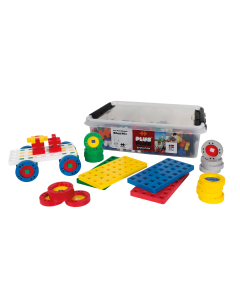 Set constructie educativ Plus-Plus, 200 piese mari, mix, cu roti si placi de baza