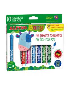 Carioca lavabila, 10 culori/set, ALPINO Baby - Maxi