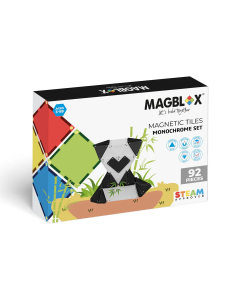 Set magnetic Magblox - 92 piese magnetice de constructie Monocrom AlbNegru