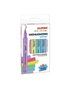 Set 6 textmarkere Alpino, cu sclipici, Color Experience